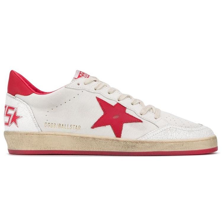 GOLDEN GOOSE Кеды Ball Star Потертые Низкие Стильные Для Скейтбординга Мужские Белый Красный GMF00117.F000325.10275