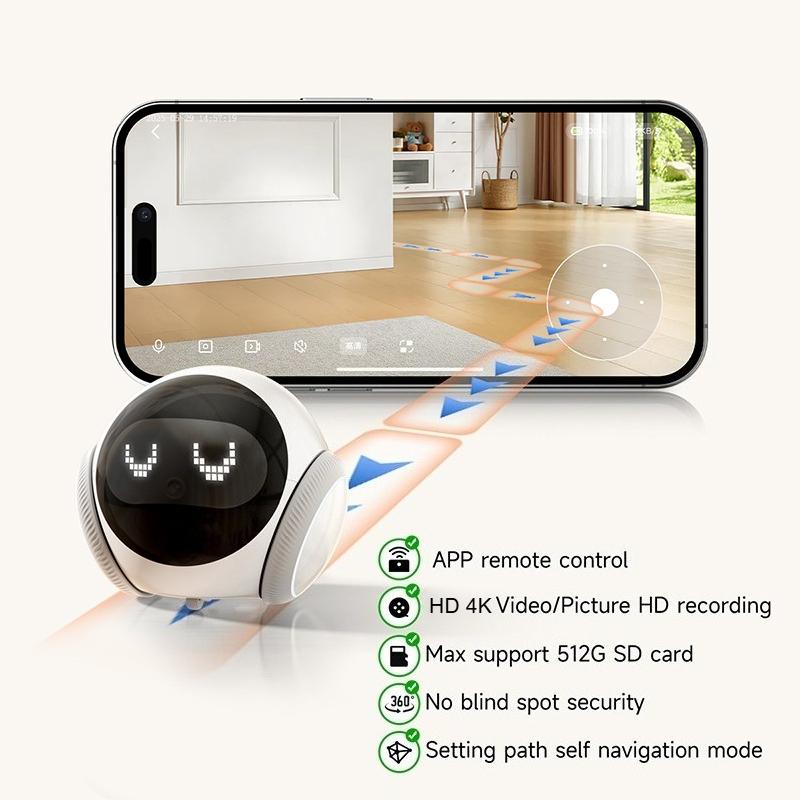 AIOOK Pet Mobile Robot Camera HD 2K 5G Wifi Camera Auto Charging Robot Indoor Camera Pet Tracking TUYA CCTV Two-way Intercom