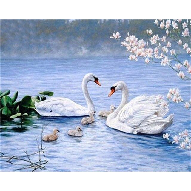DIY 5D Diamond Painting White Swan Animal Diamond Mosaic Cross Stitch Kit Diamond Embroidery Wall Home Decoration Art