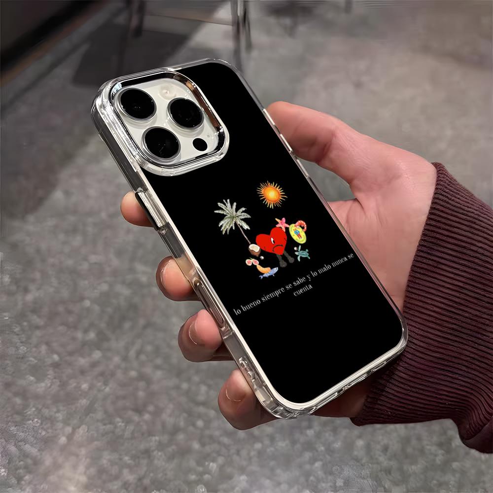 B-Bad B-Bunny Yo Perreo Sola Чехол для телефона для IPhone 17 Air 16 E 15 14 13 12 11 Plus Pro Max Гальванизированный прозрачный мягкий чехол