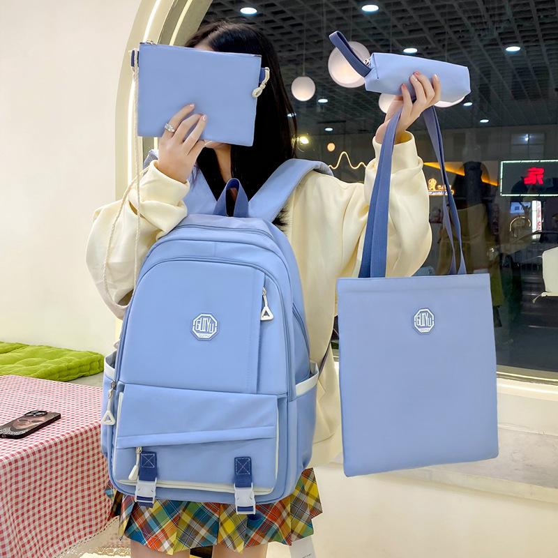 Набор из четырех предметов: рюкзак, школьная сумка для учеников средней школы, рюкзак большой вместимости для кампуса для мужчин и женщин