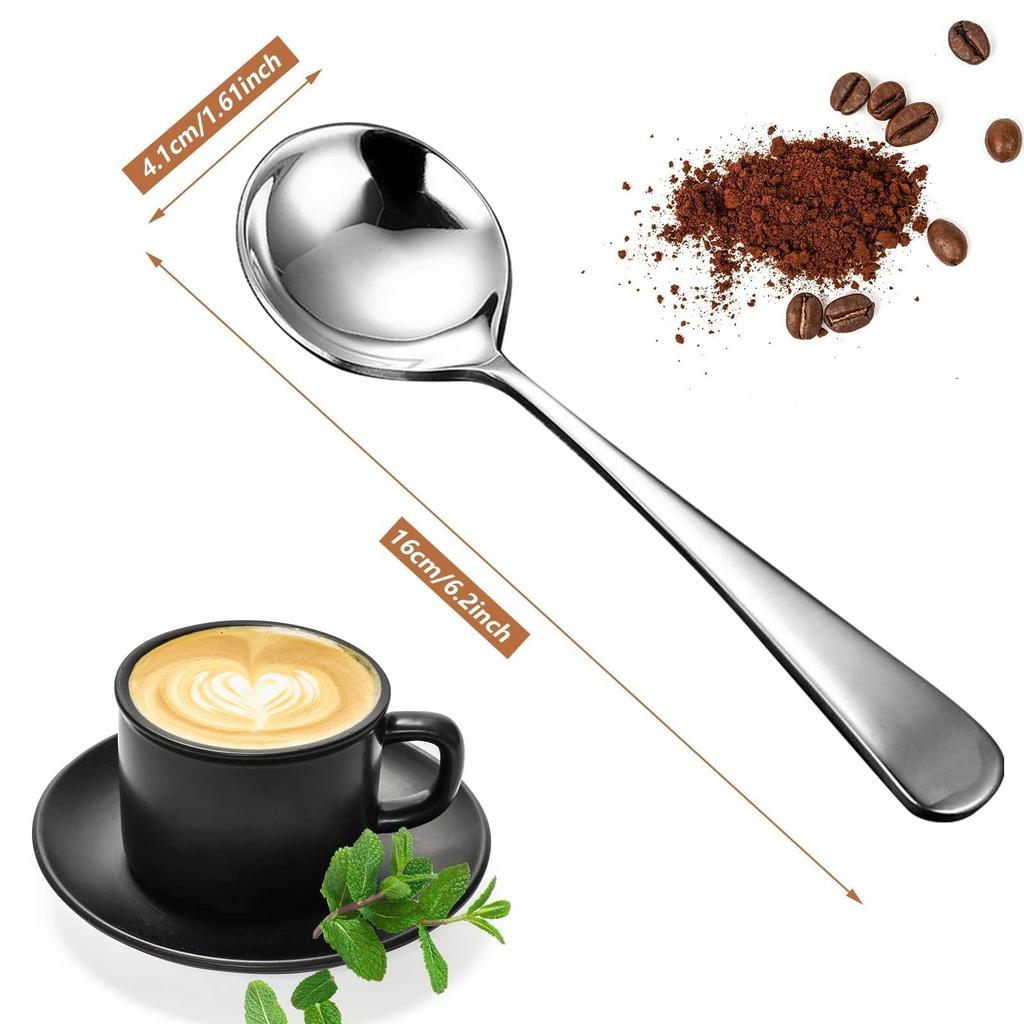 Round Spoons with Long Handle Stainless Steel Coffee Tea Ice Cream Flatware Portable Teaspoon Accessory for Household