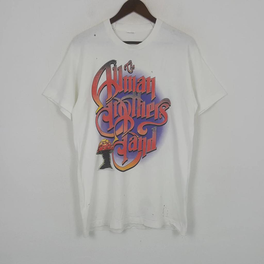 Vintage The Allman Brothers Band Distressed T-shirt 2 side White BTH39