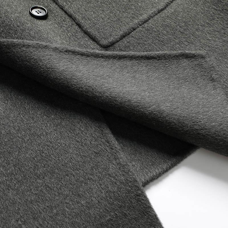 Autumn and Winter New Mid-length 100% Wool Double-sided Woolen Coat Young Men's Double-breasted Coat Jacket for Men