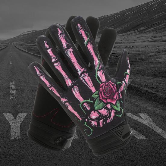 Перчатки для езды на мотоцикле с рисунком скелета, перчатки для сенсорного экрана, дышащие противоскользящие перчатки для активного отдыха для мужчин и женщин