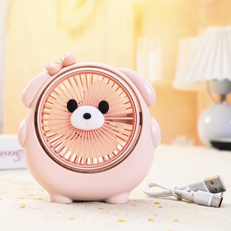 USB Rechargeable Puppy-Themed Fan, 3-Speed Adjustable, Ideal for Desktop and Bedside Use