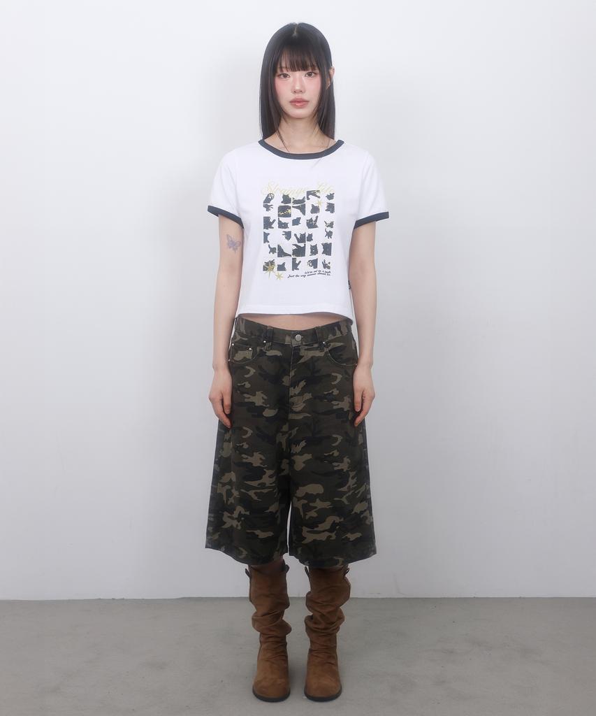 LMR Floral Logo Bermuda Pants Khaki