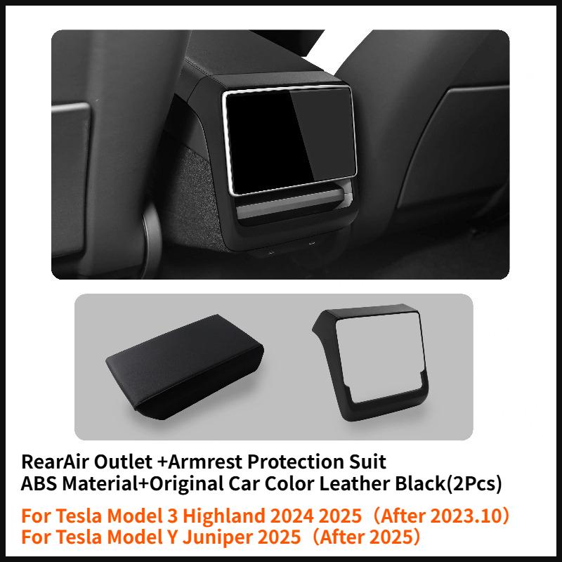 Rear Air Vent Cover for Tesla Model 3 Highland Model Y Juniper Center Console Leather Armrest Box Anti-Scratch Car Accessories