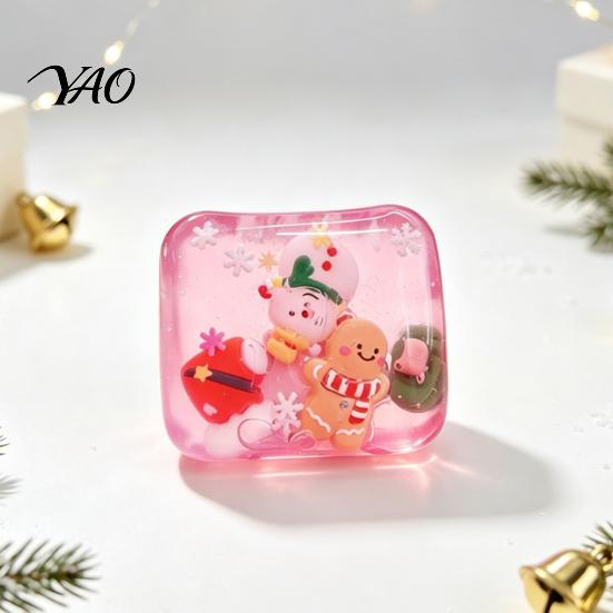 Stress Relieving Squishy Toys Christmas Relief Toy with Internal Dolls, Transparent Soft Maltose Squeezable Cube Sensory Fidget Toy, Portable