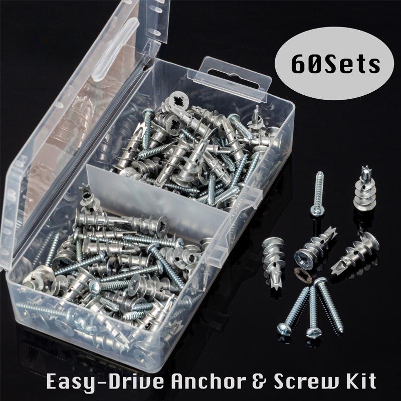 120 шт. цинковый сплав гипсокартон дюбель для пустотелой стены самосверлящий дюбель для гипсокартона с саморезом болт для гипсокартона