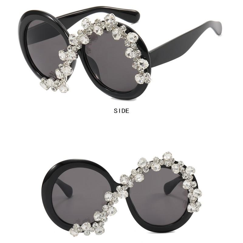 Женские солнцезащитные очки Защита от солнца Защита от ультрафиолета Мода Индивидуальность Ретро Бриллианты круглые Солнцезащитные очки в большой оправе Уличный снимок Вогнутая форма Путешествия