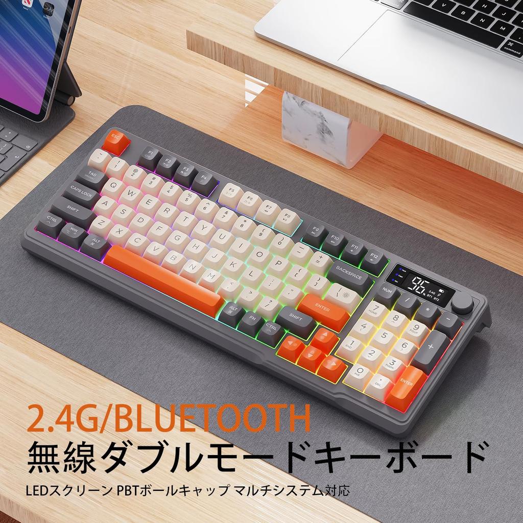 ATTACK SHARK x FREE WOLF M96 Игровая беспроводная двухрежимная беспроводная PBT Patchwork Ball RGB 96 клавиш с ручкой регулировки громкости и электронным длительным сроком службы батареи iOS