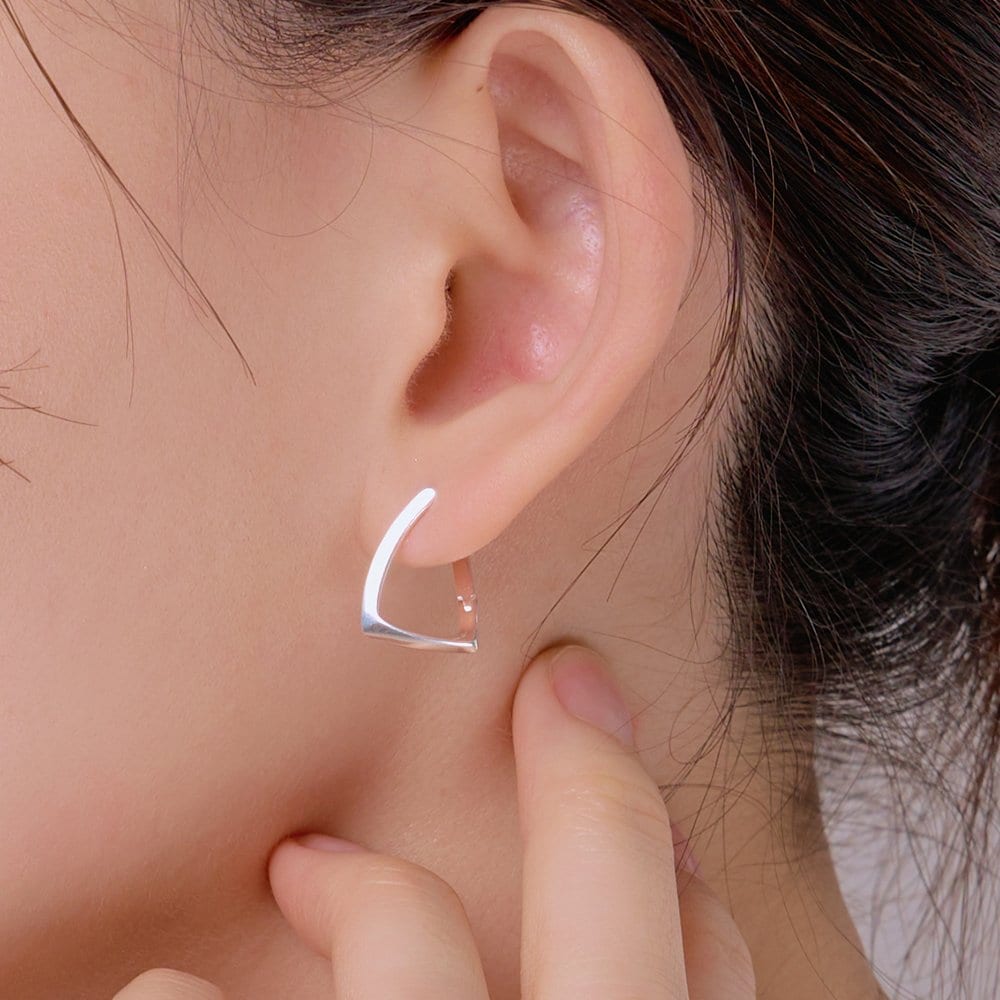 [Worn by Son Ye-jin] 925 Silver Twin One-Touch Ring Earrings W Gold