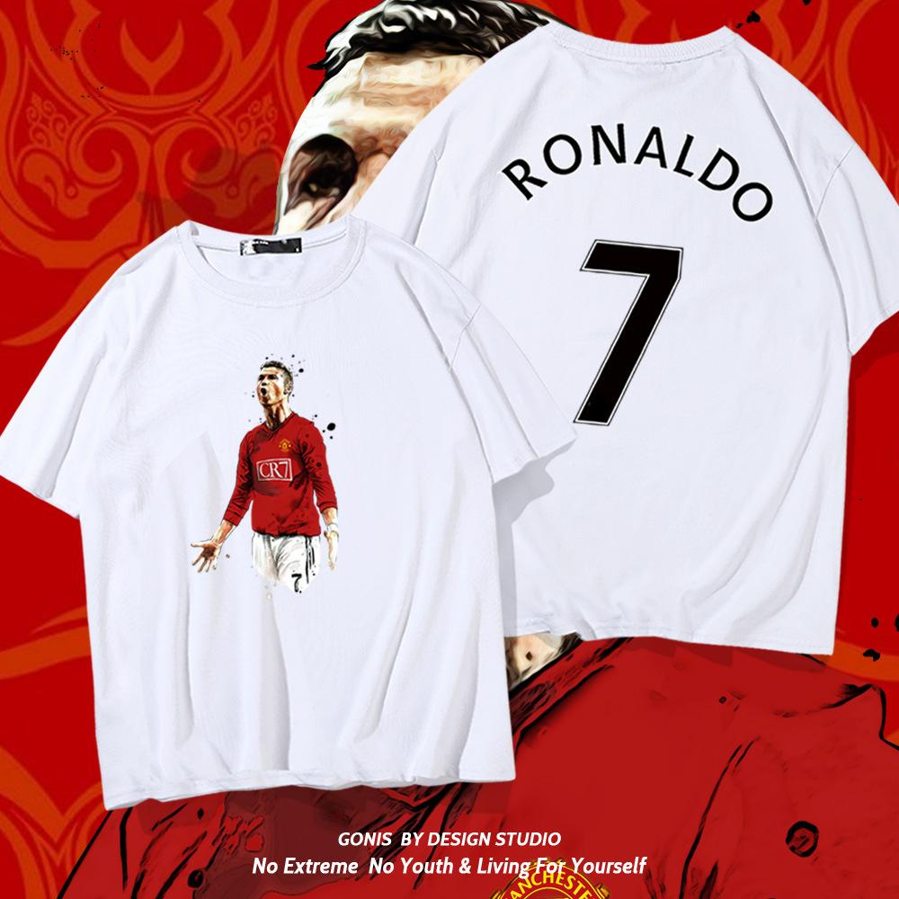 C Ronaldo summer short-sleeved men's and women's jerseys short-sleeved T-shirts pure cotton round neck basketball sports casual clothes