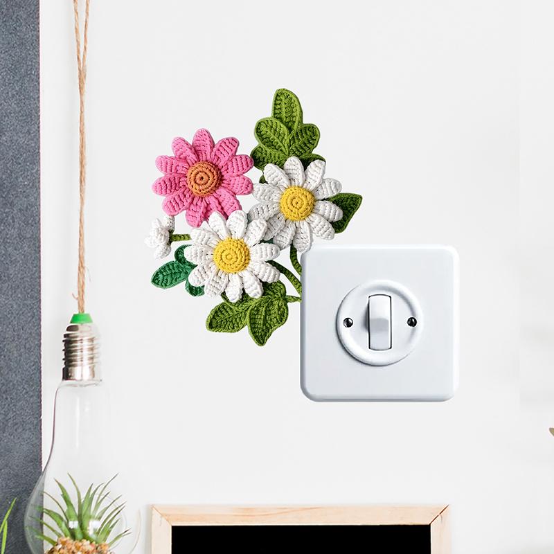 5Pcs Switch Wall Sticker Beautiful PVC DIY Wall Decals Removable Flowers Waterproof Self-Adhesive for Bedroom Bathroom