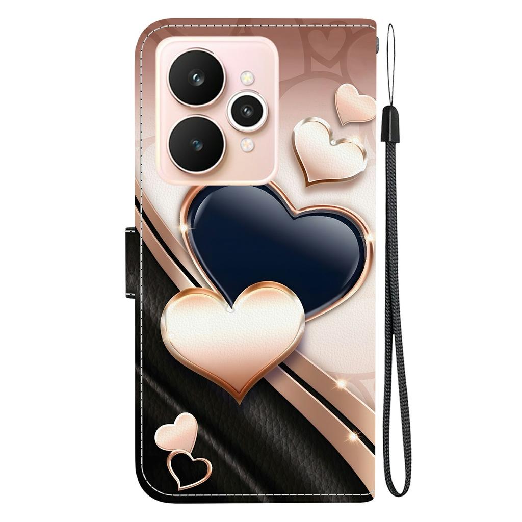 For Realme 15 Pro 5G/15 5G Leather Case Stand Wallet Pattern Printing Phone Cover with Wrist Strap