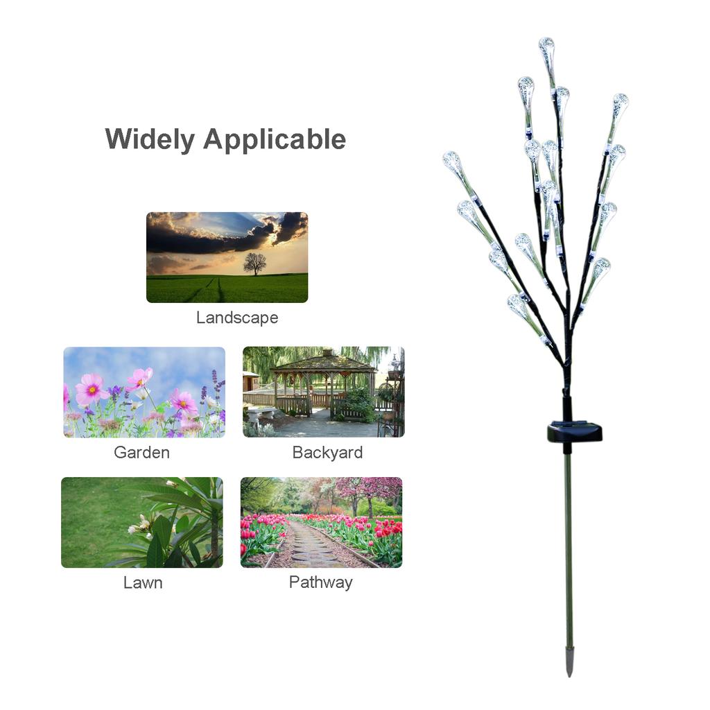 LED Solar Lights Colorful Tree Shaped Garden Stake Lights Pathway Walkway Lawn Patio Backyard Lighting Waterproof Solar Powered 16 LEDs Landscape Lam