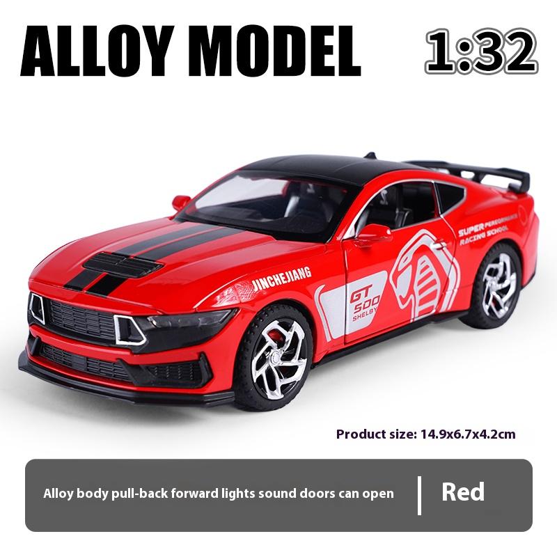 1/32 Mustang GT500 Металлическая литая модель автомобиля Сила возврата Вперед Звук и свет Детская игрушечная машинка Подарок для мальчика