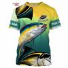 Summer 3D Tuna Fishing Print Men's T-shirt Casual and Comfortable Hip-hop Short Sleeved Top Outdoor Harajuku Round Neck Clothing