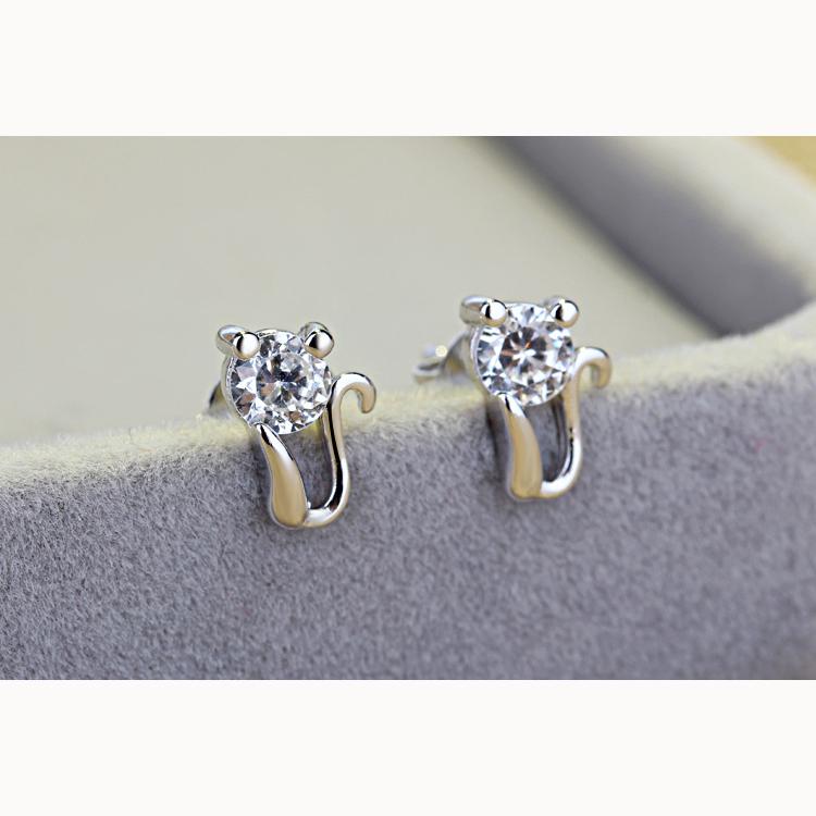 Милые модные серьги-гвоздики с циркониевым блеском в виде котенка для женщин, ослепительные элегантные женские аксессуары, ювелирные изделия, неподвластные времени