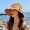 Женская универсальная соломенная шляпа с широкими полями для защиты от солнца с элегантным узлом-бантом
