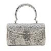 Женский металлический клатч с серебристой ручкой
