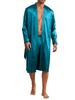 Men's Simple Style Casual Pajamas Sets, Men's Comfy Solid Robe, Elegant Lace Up Robe & Loose Shorts Home Pajamas Sets