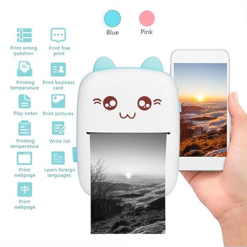 Bluetooth Portable Mini Photo Label Printer for Phone Student Wrong Exercises Handheld Thermal Printer for Android and Ios