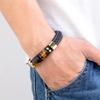 Новый Lucky Board ретро ювелирные изделия натуральный тигровый глаз камень мужской браслет из нержавеющей стали классический черный кожаный веревочный браслет