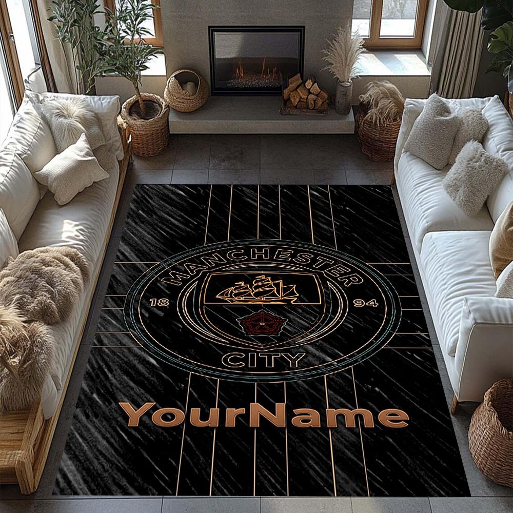 Manchester City Personalized Text Area Rug Suitable for Playrooms Outdoor Foyer Game Room Antislip Carpet Anime Office Decor
