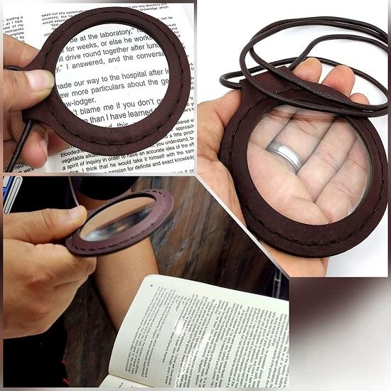 Стеклянный кулон Морской винтажный кожаный ремешок Ожерелье с увеличительным стеклом