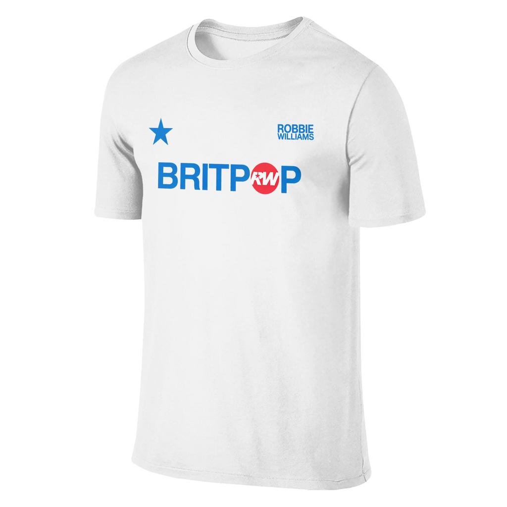 Смешные футболки Robbie Williams Britpop Tour 2025 для мужчин С круглым вырезом 100% хлопок Футболка с коротким рукавом Одежда больших размеров