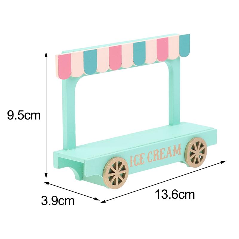 Dollhouse Miniature Wooden Ice Cream Van Little Decorative Miniature Scene Prop