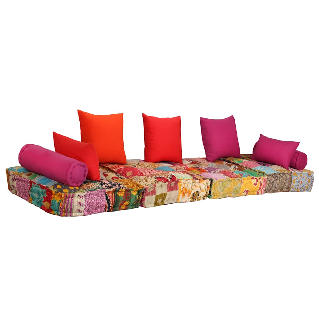2 Seater Modular Pouf Patchwork Fabric