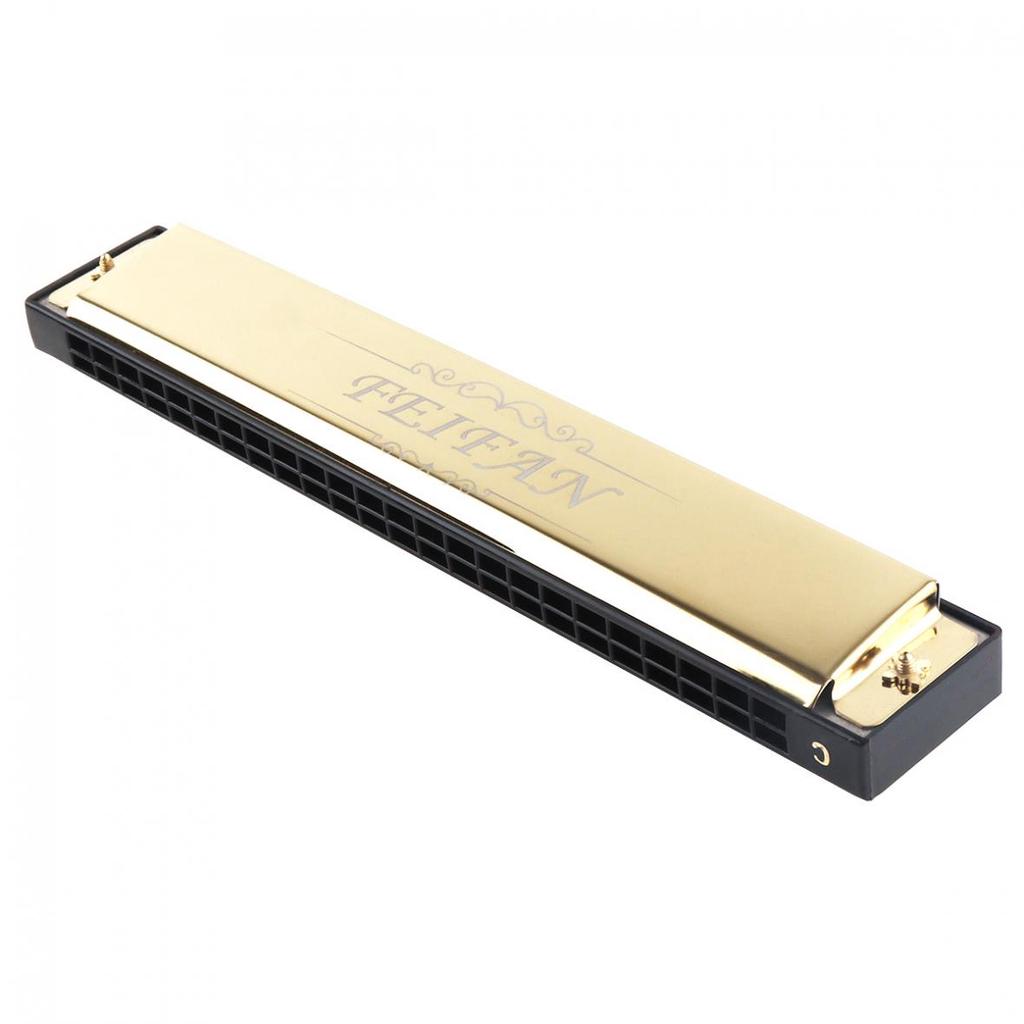 FEIFAN Gold 24 Holes 8K Titanium Harmonica Tremolo Tone Key C Harp Mouth Organ Musical Instruments