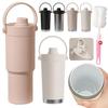 Ceramic Tumbler with Straw, Ceramic Water Bottle with Straw, Large Capacity 500ml735ml, Spill-Proof Water Bottle with Straw, Insulates Hot or Cold