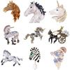 Rhinestone Unicorn Brooches for Women Unisex Enamel Animal Horse Pins Banquet Party Backpack Gifts Jewelry Accessories