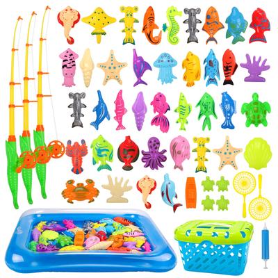 KaeKid Игрушки для игр с водой Игра в рыбалку Игрушки для ванны Магнитная игра в рыбалку Рыбалка Ванна Бассейн с корзиной для хранения Развивающая игрушка Игрушки для ванны Мальчики Девочки Дети