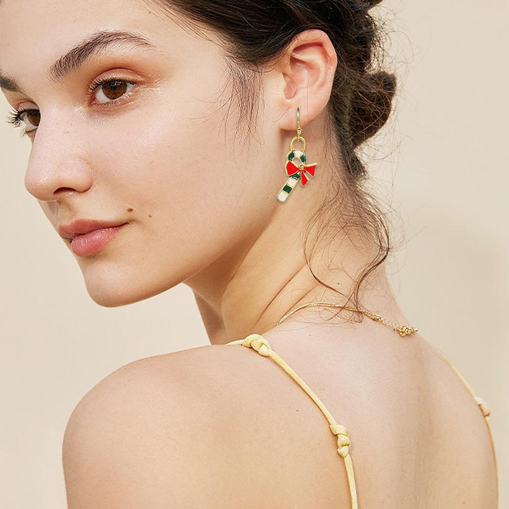 6 Pairs Of Ladies' Christmas Earrings, Santa Claus Christmas Tree Gloves, Fashionable Cartoon Cute Decorations With Patterns