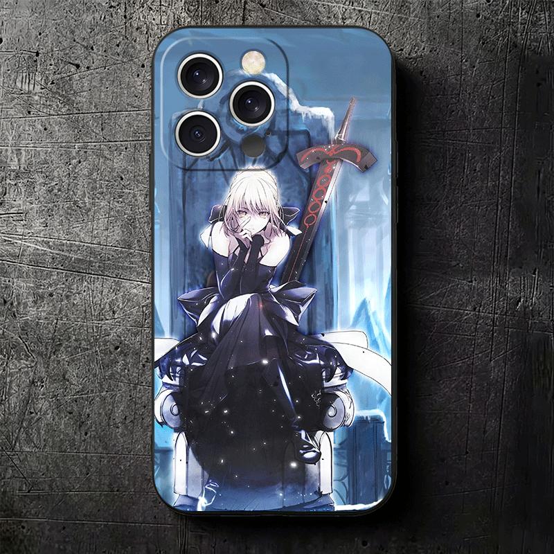 Чехол для телефона Fate Zero Stay Night Saber Мягкий Чехол-накладка для iPhone 16 16E 17 Air 15 Pro Max 14 Plus 13 Mini 11 12 7 Черный Задняя панель