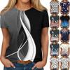 Women's Round Neck Casual Printed Short-sleeved T-shirt Top