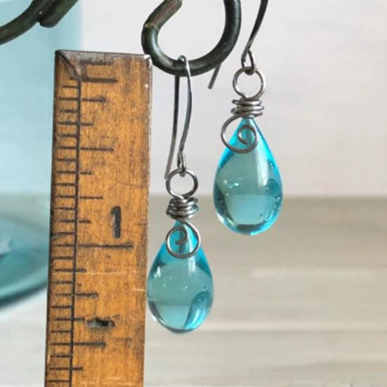 Серьги-спирали из переработанного стекла, ожерелье, ручная работа, уникальные, глубина отражает свет, серьги-крючки, кулон-ожерелье