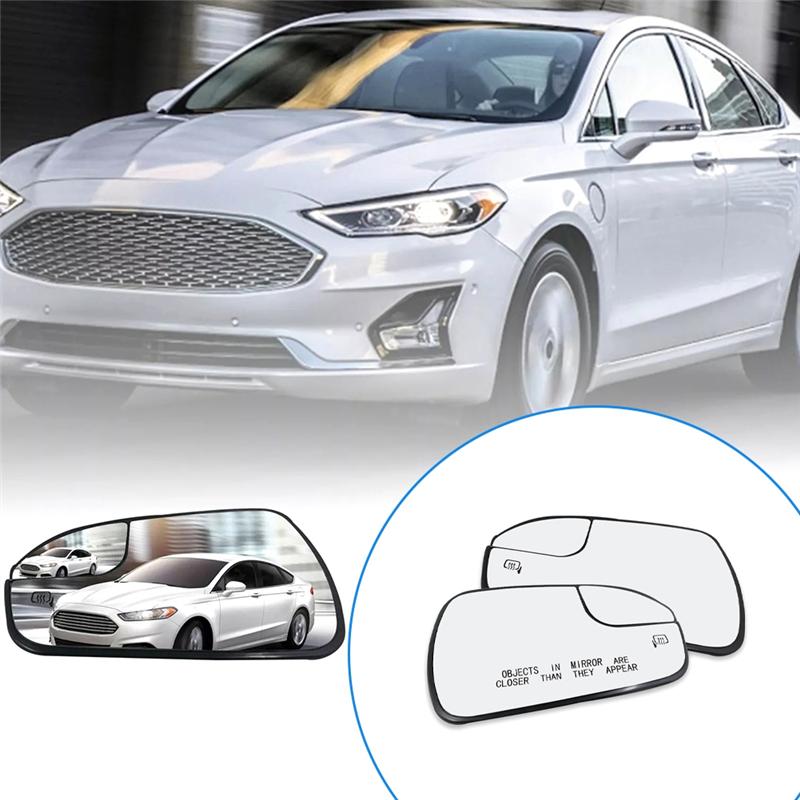 ABLZ-For Ford Fusion 2013- Left & Right Car Door Side Rearview Mirror Glass With Heated DS7Z17K707F, DS7Z17K707B