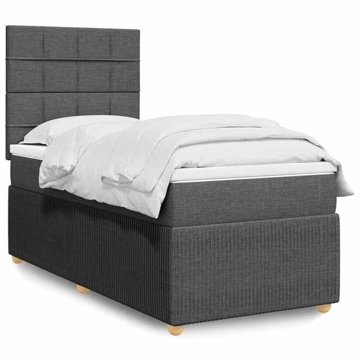 Maison Exclusive - Sommier à lattes de lit et matelas Gris foncé 90x190 cm Tissu