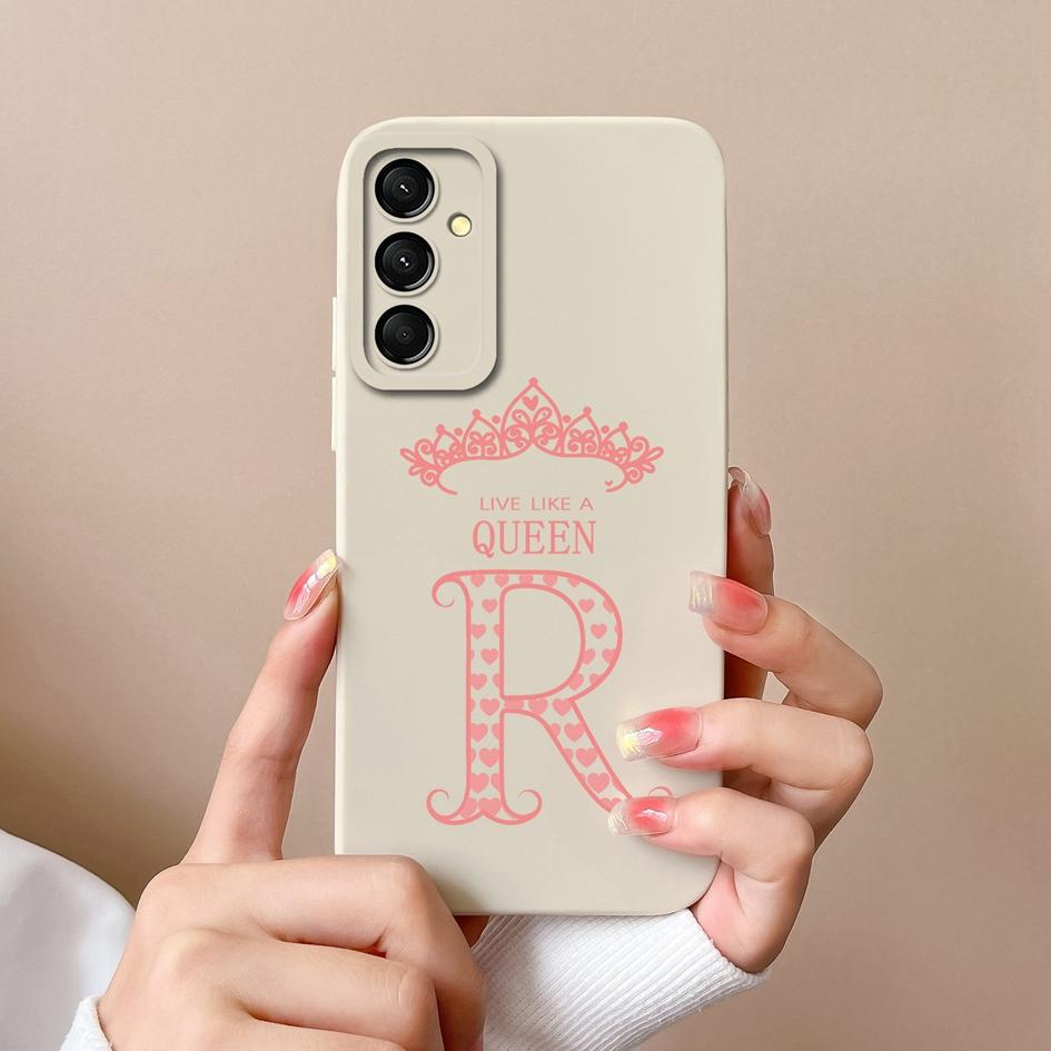Популярная задняя крышка с буквами короны для Samsung Galaxy A06 A16 C55 M55 M35 5G S24 FE, защитный бампер, мягкие жидкие силиконовые чехлы для Samsung Shell