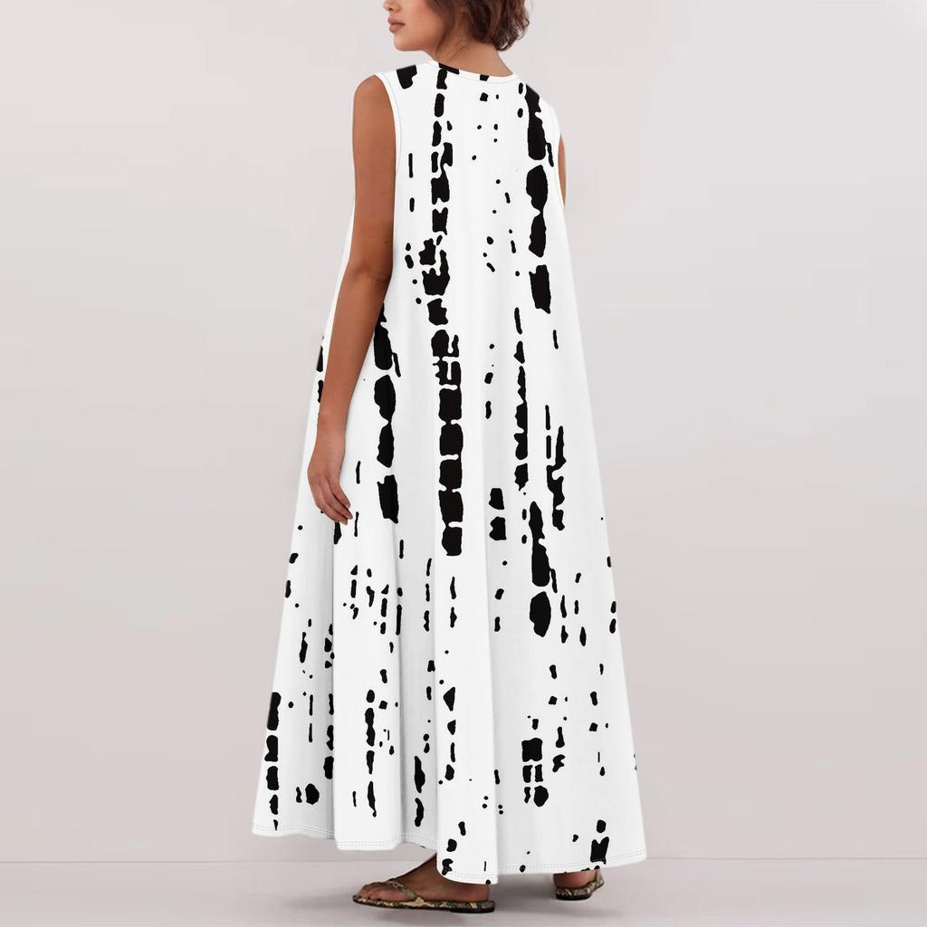 Женская Мода Повседневная А-силуэт Цветочный Принт Эффект Молотка Свободная Длинная Юбка с Карманами