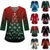 Женская модная и повседневная рождественская футболка с рукавом три четверти