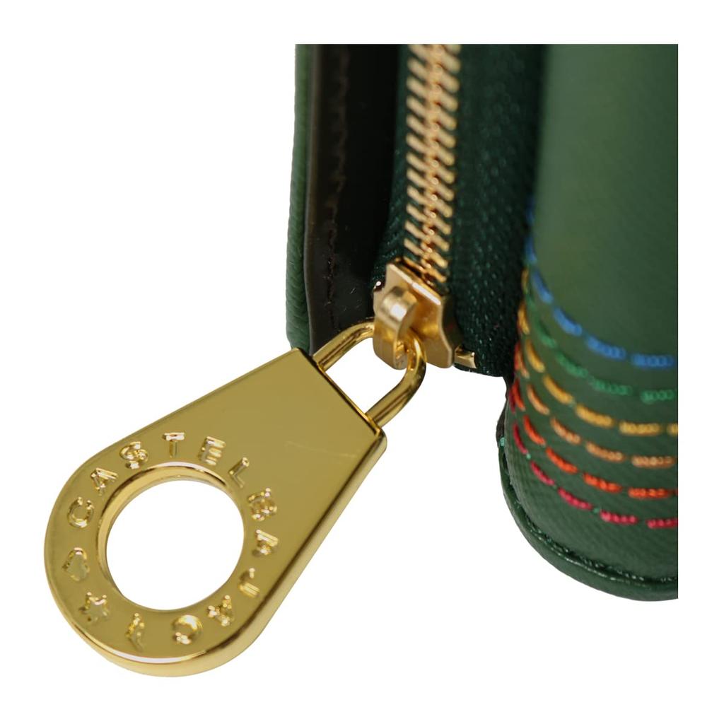 Ключница из натуральной кожи 027602 Сундук Кошелек для монет Кожа коровы Зеленый [Castelbajac] [Монета Мужская Строчка] [05]