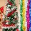 Wholesale Christmas Ribbon Garland 1.5M Colorful Cane Foil Tinsel Glitter Metallic Xmas Tree Wrapping Ribbons Ornament DIY Decor