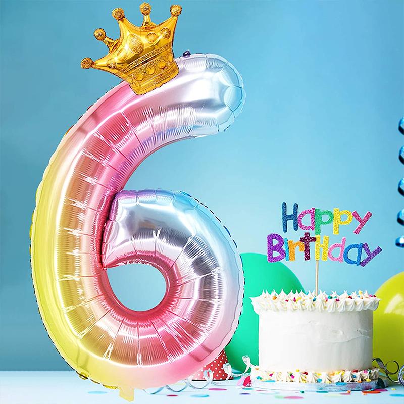 32-дюймовые фольгированные шары с цифрами для детей 1, 2, 3, 4, 5, 6 лет, корона для мальчиков и девочек, воздушный шар с днем рождения, товары для декора детского душа